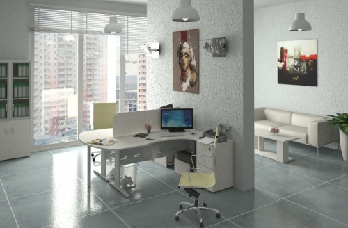 Офисная мебель "Партнер", цвет: дуб шамони / серый на металлокаркасе