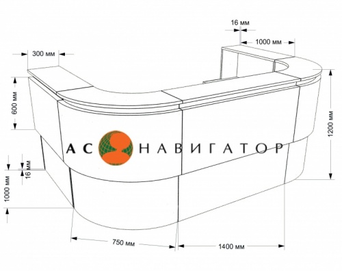 Стойка администратора "Барселона-2" габариты внешние