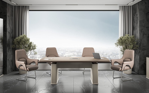 ASTON-стол для переговоров, цвет:дуб дюваль/серый кварц