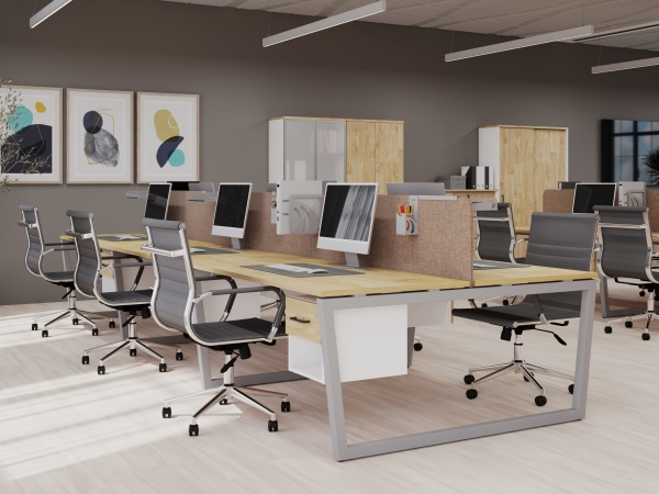 цвет:Тиквуд светлый-серый металл, столы на Т2 опорах -трапециях