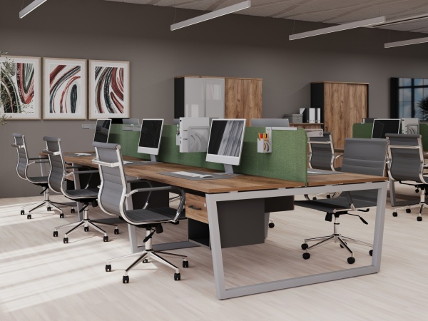 цвет:дуб табак-серый металл, столы на Т2 опорах -трапециях