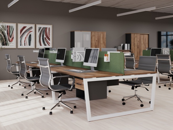 цвет:дуб табак-белый металл, столы на Т2 опорах -трапециях