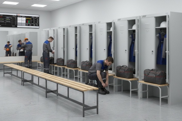 скамьи для раздевалок на заводе