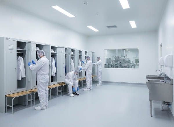 скамья из дерева в раздевалке на фабрике